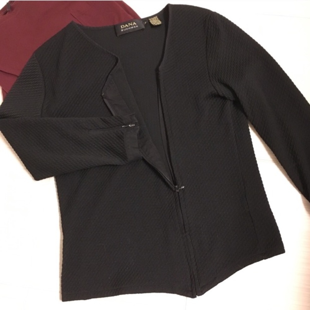 Textured Black A-Symmetrical Zipper Jacket